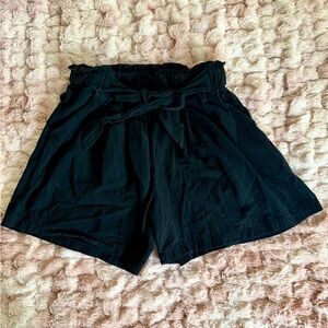 Women's Black Tie-Waist Shorts
